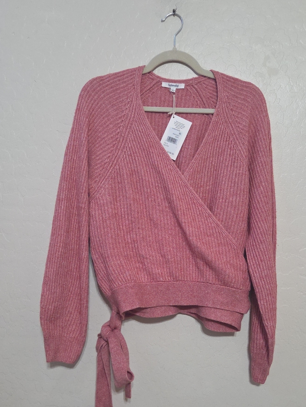 Splendid Collection Wool Cashmere Wrap Sweater L Pink NWT $158 Nordstrom